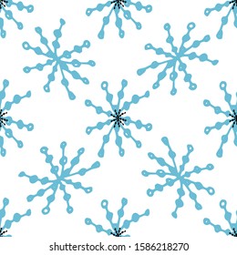 Abstract winter background. Snowflakes on a white background. Falling snow. Seamless vector illustration of winter motifs for wrapping paper. Beautiful ornament.