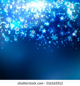 Abstract winter background. Snowflakes on a dark background
