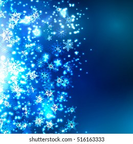 Abstract winter background. Snowflakes on a dark background