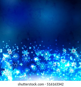 Abstract winter background. Snowflakes on a dark background