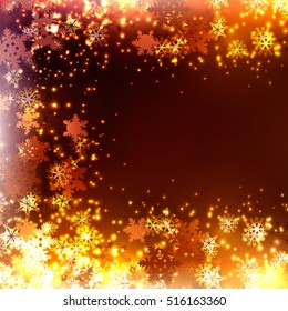 Abstract winter background. Snowflakes on a dark background