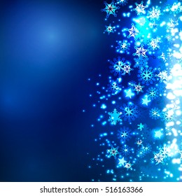 Abstract winter background. Snowflakes on a dark background