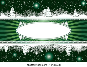 Abstract winter background, with snowflakes, stars and Christmas tree, illustration