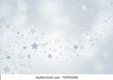Abstract winter background with snowflakes and stars - vector illustration