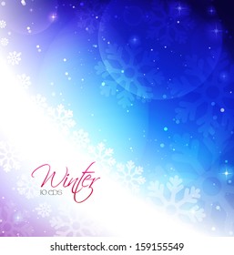 Abstract winter background with snowflakes. Vector illustration.