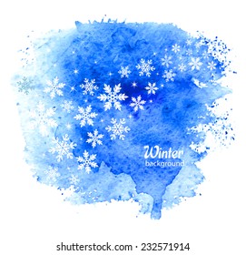 Abstrakter Winterhintergrund mit Schneeflocken. Vektorgrafik.