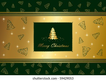 Abstract winter background, with stars and Christmas tree, illustration