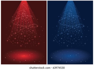 Abstract winter background, with stars and Christmas tree, illustration