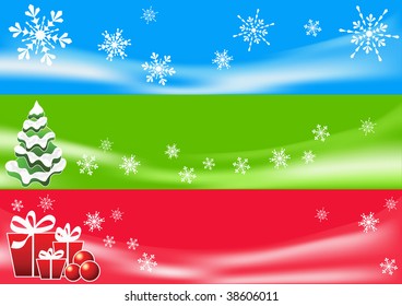 Abstract winter background. Three banners. Vector illustration.