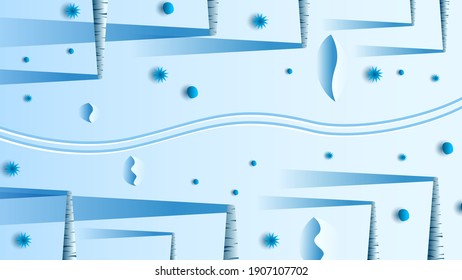 Abstract Winter Background With Trees Forest Snowdrift Ski Track  Vetor Design Style Nature Landscape