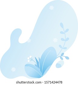 Abstract winter background. Vector art outdoor design. Christmas card winter landscape with snowflakes, plant and flowers on isolated gradient background. Illustration for cards, banners, invitations