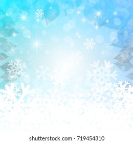 Abstract Winter Background. Vector Christmas Empty Backdrop for Designs. White and Blue Wallpaper.