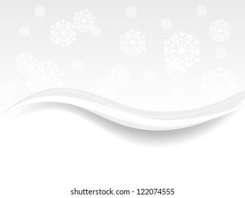 Abstract winter background with the wave and snowflakes