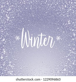 Abstract winter background with white lettering. Vector illustration.