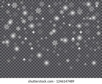 Abstract winter background with white snowflakes, vector illustration