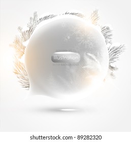 Abstract winter background, white speech bubble with Christmas fir-tree, eps10
