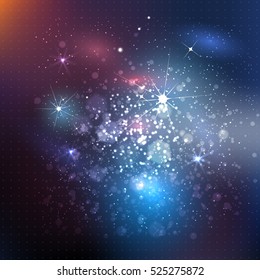 Abstract Winter background.Christmas abstract bokeh. Vector illustration starry sky. magical glow