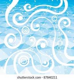 Abstract winter blue background with floral elements