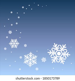 Abstract winter blue background with snowflakes. Blue gradient. Vector illustration