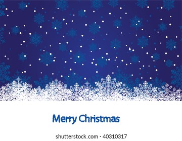 Abstract winter blue background, with snowflakes, illustration