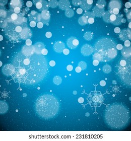 Abstract winter blue snowflakes background 