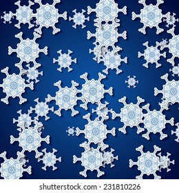 Abstract winter blue snowflakes background 