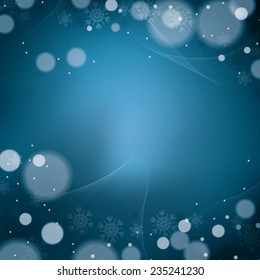 Abstract winter blue snowflakes background 