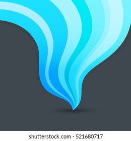 Abstract winter blue stripes flow vector background.