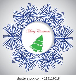 Abstract winter Christmas background with snowflake and tree
