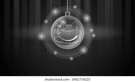 Abstract Winter Christmas Xmas Balls Holiday Decorations Celebration Happy New Year Black Dark Background Wallpaper Vector Design Style