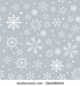 Abstract Winter Design Seamless Pattern Background with Snowflakes for Christmas and New Year Poster. Vector Illustration EPS10