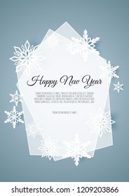 Abstract winter design with snowflakes and space for text.