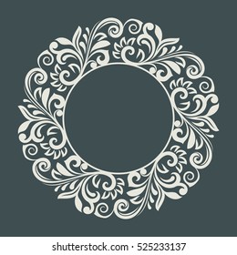 Abstract winter floral frame vector template.