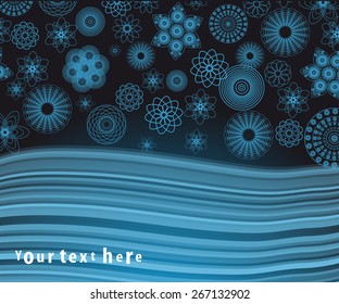 abstract winter frame with golden snowflakes for your text or presentation. ready vector template for your design   
