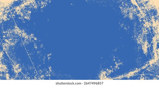 Abstract Winter Frame with Grunge Texture Effect. Blue ice skating backdrop. Retro background with torn, ice marks perfect for cards, web, print, covers