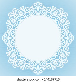 Abstract winter frame with space for text. Ornament frame in Victorian style. Element for design. It can be used for decorating of invitations, cards, decoration for bags and clothes.