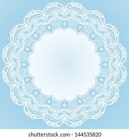 Abstract winter frame with space for text. Ornament frame in rustic style. Element for design. It can be used for decorating of invitations, greeting cards, decoration for bags and clothes.