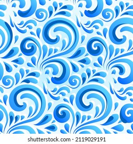 Abstract winter frost curls vector seamless pattern tile