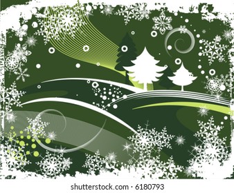 Abstract winter grunge background with pine trees, vector illustration series.
