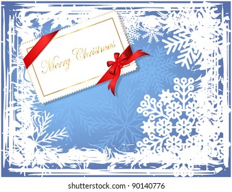 Abstract winter grunge frame with card and snowflake
