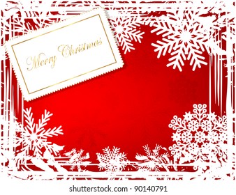 Abstract winter grunge frame with invitation card and snowflake
