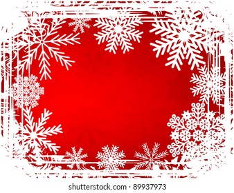 Abstract winter grunge frame with snowflakes and divorce