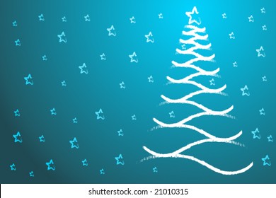 abstract winter holiday tree under snowfall in vector