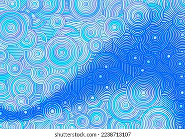 Resumen de los antecedentes de las vacaciones de invierno con círculos y líneas de varios anchos en color azul hielo para la celebración de Navidad y Año Nuevo. Ilusión óptica de fondo navideño.
