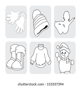abstract winter icons on white background
