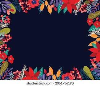 Abstract Winter leaves border background 
