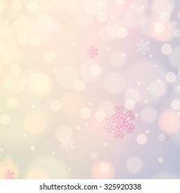 Abstract winter light colors snowflakes background 