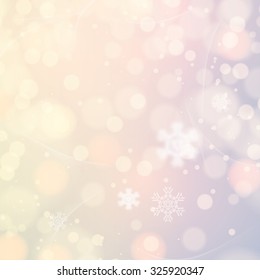 Abstract winter light colors snowflakes background 