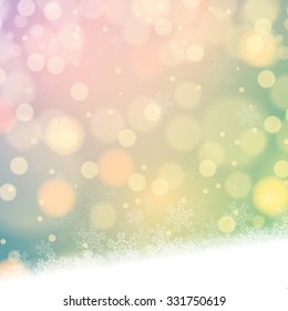 Abstract winter light colors snowflakes background 