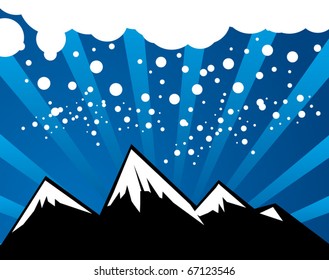 Abstract winter mountain background with space for text, vector illustration